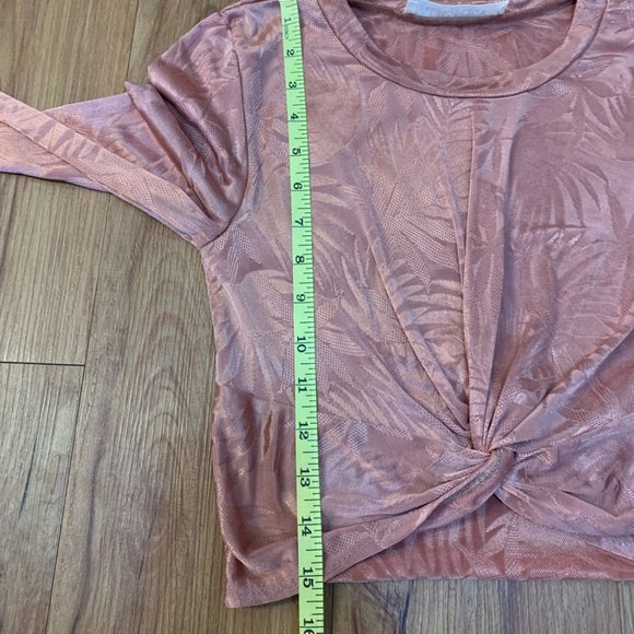 Audrey 3+1 Long Sleeve Twist Front Orange Crop Top - Picture 10 of 13